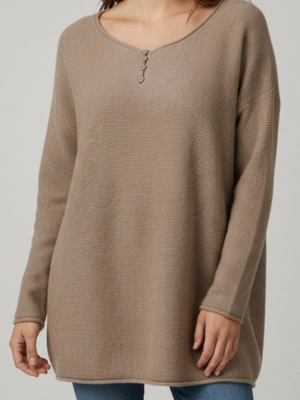 David Brett *Vintage* Tan Long Sleeve Thermal Henley Top